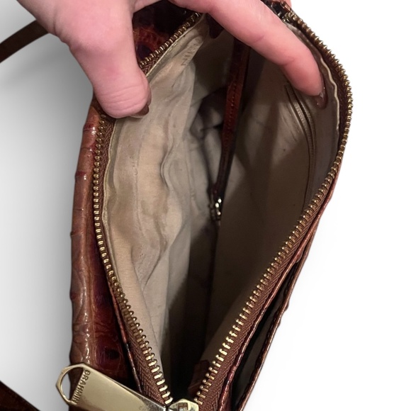 Brahmin Croc Embossed Leather Crossbody | Cognac Brown | Gold Hardware - Picture 6 of 7